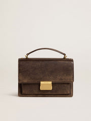 Venezia Bag in vintage dark brown embossed leather with gold details