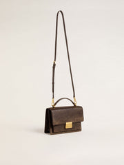 Venezia Bag in vintage dark brown embossed leather with gold details