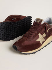 Women's Marathon with burgundy satin upper and platinum leather star