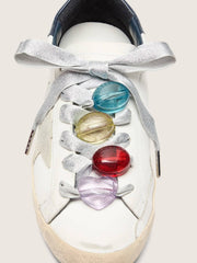 Skins silver laces with four colorful charms