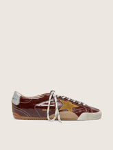 Women's True-Star in burgundy naplak with suede star and silver nappa heel tab