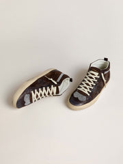 Women's Mid Star in brown suede with leather star and Swarovski crystal flash