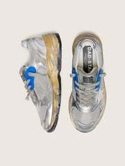 Women's Dad-Star in silver laminated leather and mesh with white leather star and silver heel tab