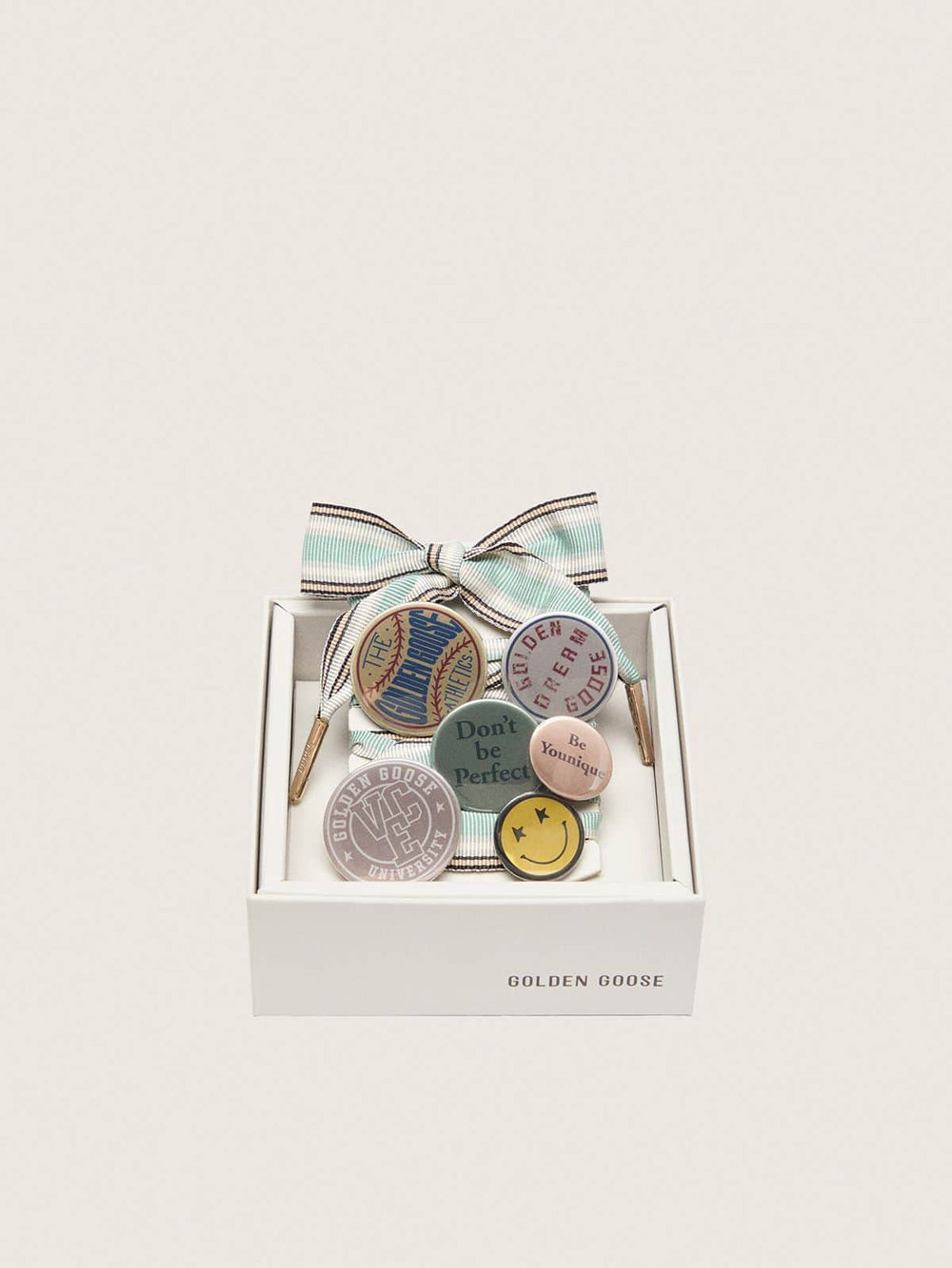 Skins multicolor striped laces with pins