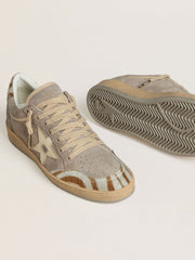 Women's Ball Star LTD in suede with metallic leather star and zebra pony skin heel tab