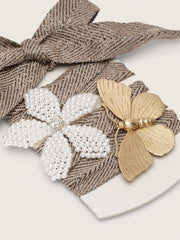 Skin "Sparkling" brown black and silver herringbone laces with two appliqué charms