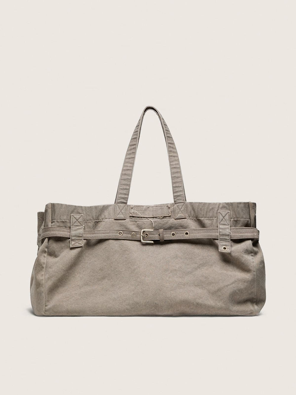 Anthracite canvas tote bag with embroidery and antique silver details