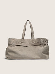 Anthracite canvas tote bag with embroidery and antique silver details