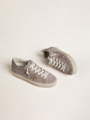 Women’s Hi Star sneakers in beige suede with laminated leather star and glitter heel tab