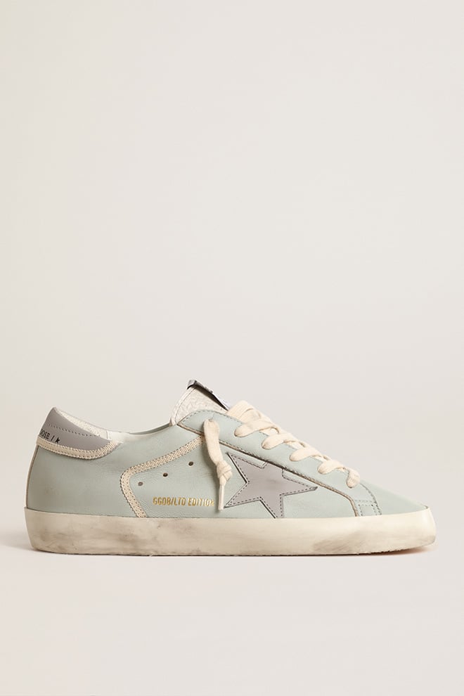 Women’s baby-blue nappa Super-Star with grey leather star and heel tab