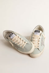 Women’s baby-blue nappa Super-Star with grey leather star and heel tab
