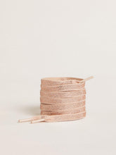 Cotton laces with silver Swarovski crystals and gold-colored logo