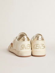 Women’s Ball Star in white leather with crystal star and metallic heel tab