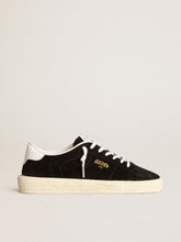 Women's Tennis in black suede with white leather heel tab