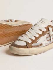 Women's Super-Star in zebra-print pony skin with leather star and brown suede inserts