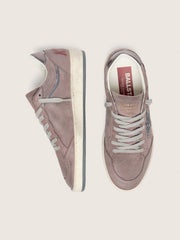 Women's Ball Star in lavender suede with silver glitter star and laminated leather heel tab
