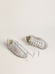 Women's Super-Star Ski in light gray nylon with metallic leather star and heel tab
