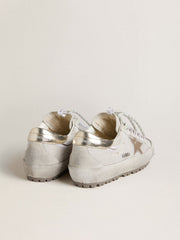 Women's Super-Star Ski in light gray nylon with metallic leather star and heel tab