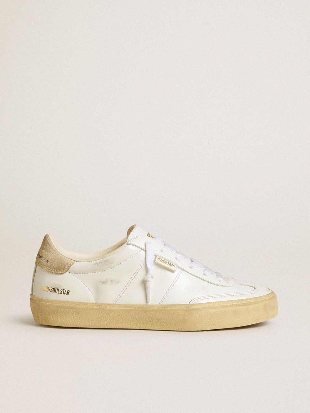 Women's Soul Star in white leather with beige suede heel tab
