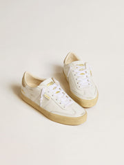 Women's Soul Star in white leather with beige suede heel tab