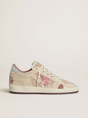 Women's Ball Star LTD in pink and beige suede with pearl-gray leather heel tab