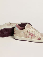 Women's Ball Star LTD in pink and beige suede with pearl-gray leather heel tab