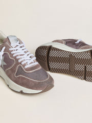 Women's Running Sole in lavender nylon and suede with printed star and silver leather heel tab