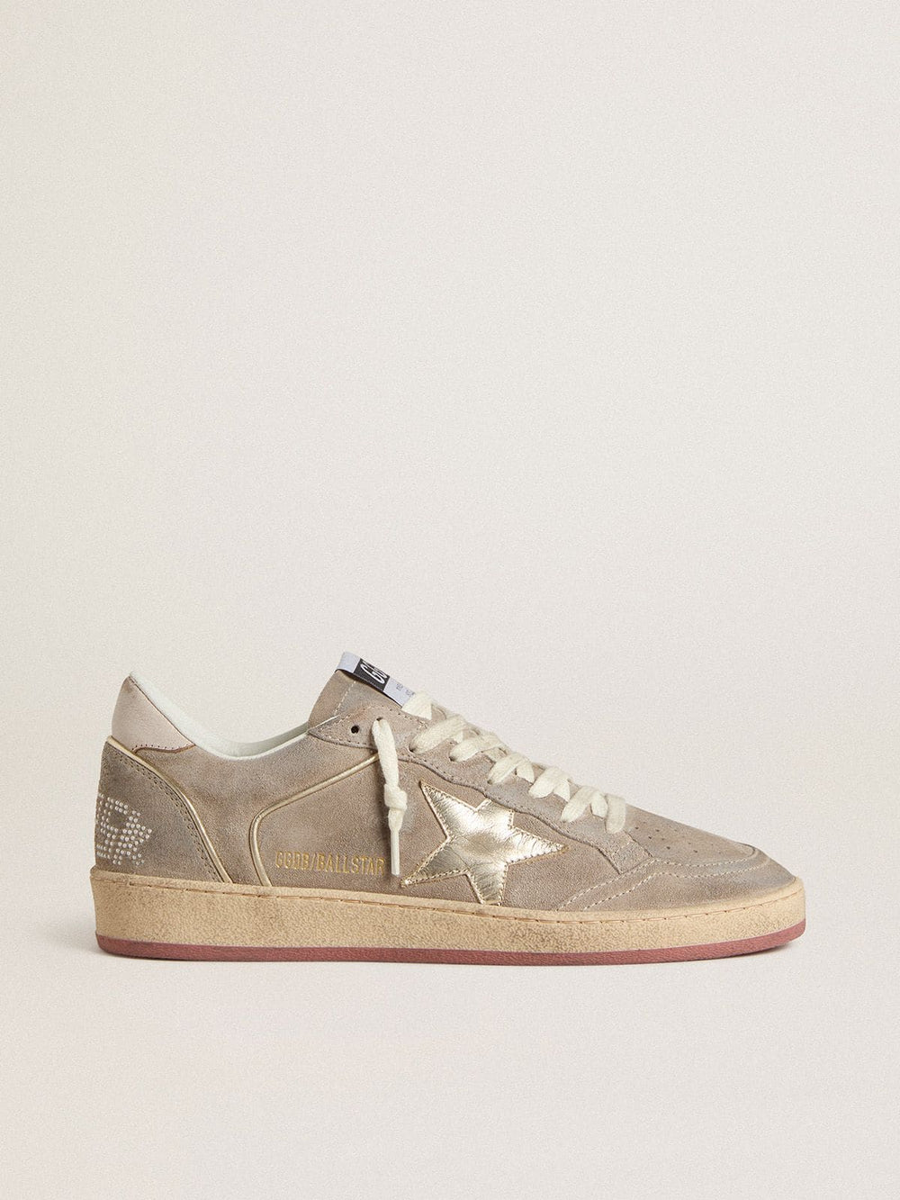 Women's Ball Star in beige suede with gold metallic leather star and bead lettering