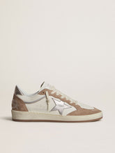 Ball Star LTD in white nappa leather and old rose suede with metallic silver leather star and heel tab
