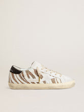 Women’s Super-Star LTD in white pony skin with brown glitter and white suede star
