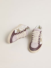 Women's Ball Star LTD in nappa with platinum foiled leather star and burgundy nubuck leather heel tab