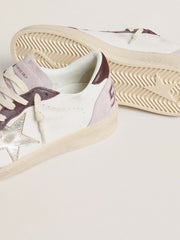 Women's Ball Star LTD in nappa with platinum foiled leather star and burgundy nubuck leather heel tab