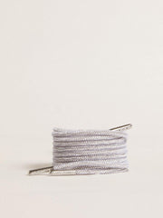 Silver laces with silver-colored Swarovski rhinestones