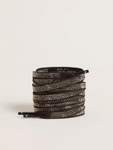 Black cotton laces with silver Swarovski crystals and white logo