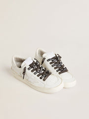 Black cotton laces with silver Swarovski crystals and white logo