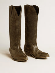 Women's Wish Star boots in black leather with star embroidery