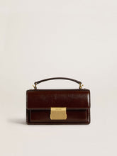 Small Venezia Bag in dark brown laminated leather with gold details