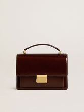 Venezia Bag in dark brown laminated leather with gold details