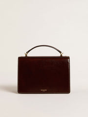 Venezia Bag in dark brown laminated leather with gold details
