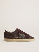 Women's Super-Star in brown suede with silver glitter star