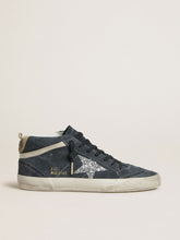 Women's Mid Star in petrol-blue suede with silver glitter star and cotton flash