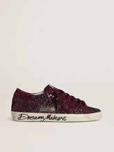 Women's Super-Star LTD in cherry glitter with cherry suede star
