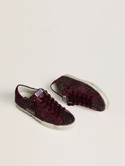 Women's Super-Star LTD in cherry glitter with cherry suede star