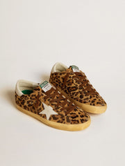 Women’s Super-Star in leopard-print pony skin with leather star and heel tab