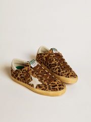 Women’s Super-Star in leopard-print pony skin with leather star and heel tab
