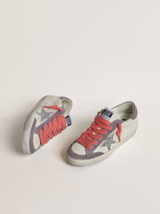 Women's Super-Star with silver glitter star and lilac suede heel tab
