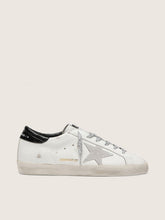 Women's Super-Star with white suede star and black croc-print leather heel tab