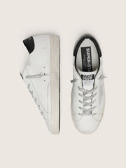 Women's Super-Star with white suede star and black croc-print leather heel tab