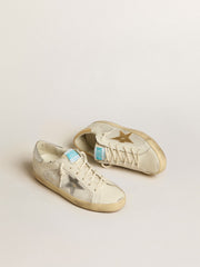 Super-Star in white leather and suede with silver and gold leather star