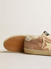 Women's Super-Star in powder-pink suede with cream leather star